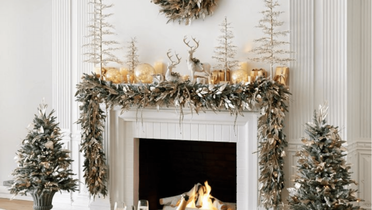 Christmas Fireplace-21 Modern Decor Ideas for 2024