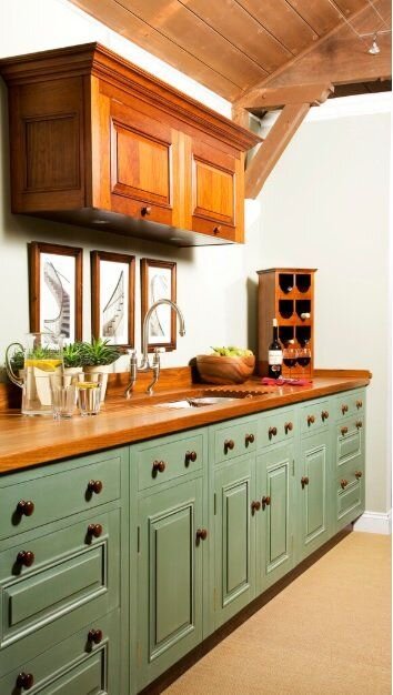 green kitchen cabinets ideas for hardware and countertop