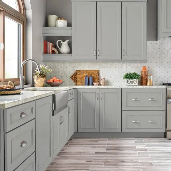 Blue grey kitchen cabinet color