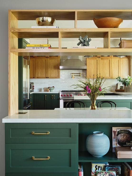 green kitchen cabinets ideas for hardware and countertop