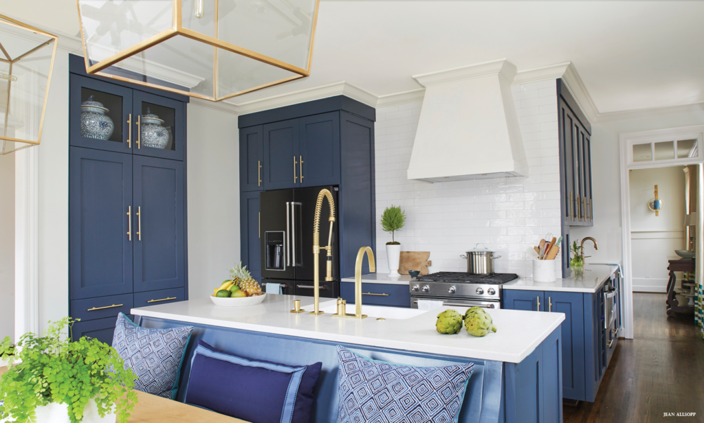 Blue grey kitchen cabinet color