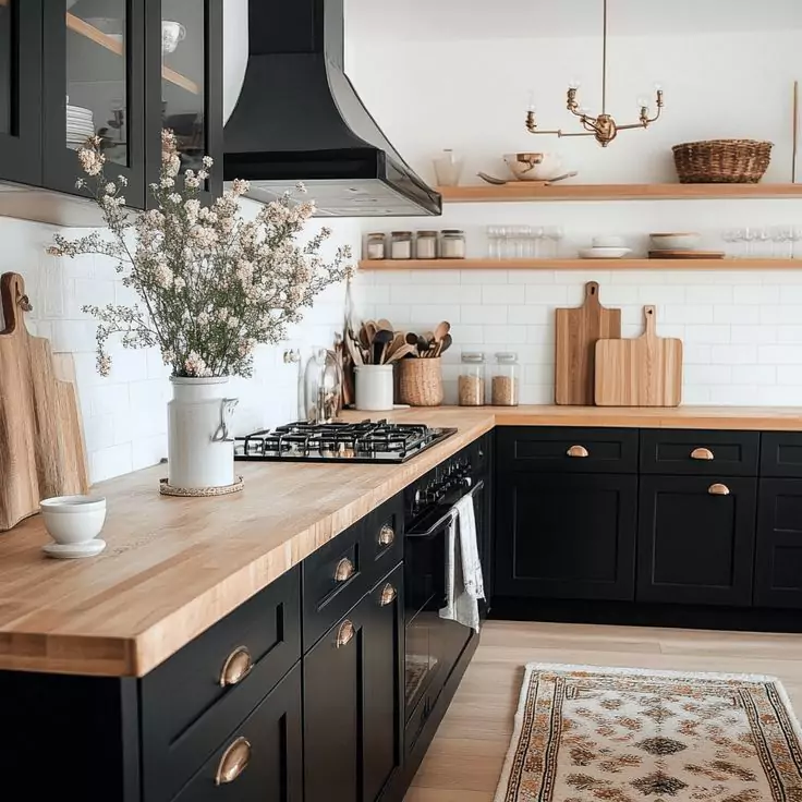  Galley Kitchen with Black Lower Cabinets and Concrete Countertops Ideas