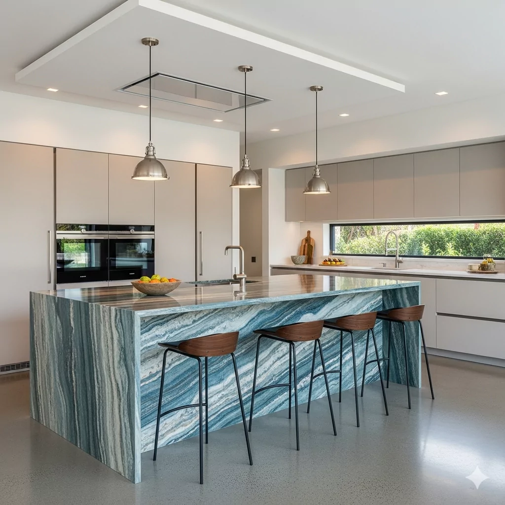 Aqua Fusion Quartzite Brazil Kitchen