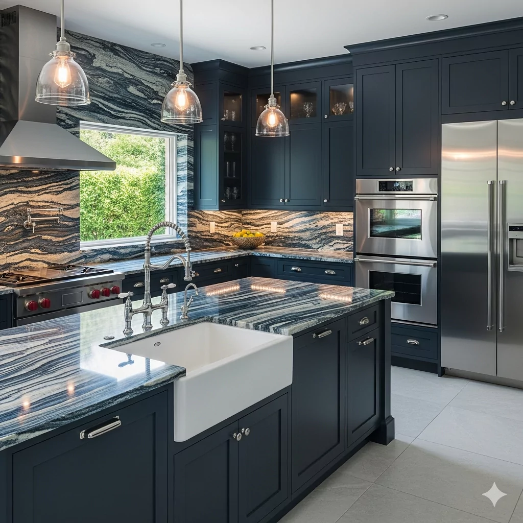 Aqua Fusion Quartzite Brazil Kitchen