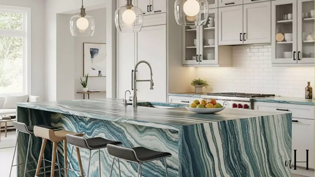 Aqua Fusion Quartzite Brazil Kitchen