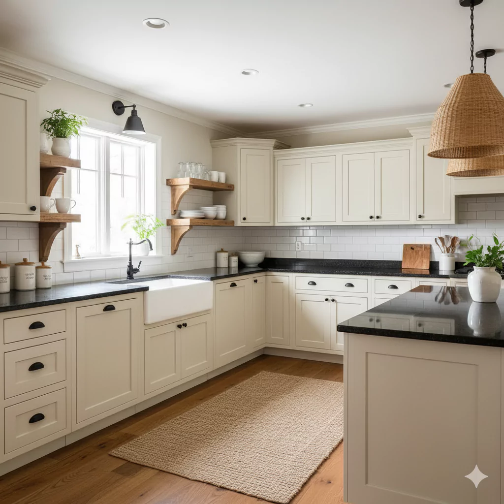 Cream Colored Kitchen Cabinet 