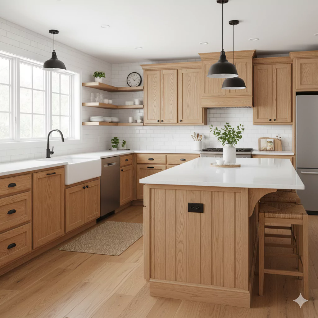 white oak kitchen cabinets